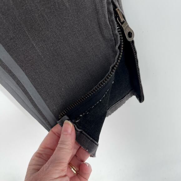 Homme + Femme NEW Skinny Jeans Mens Sz 40 Black Gray Logo Stripes Zipper Ankle - Picture 4 of 10